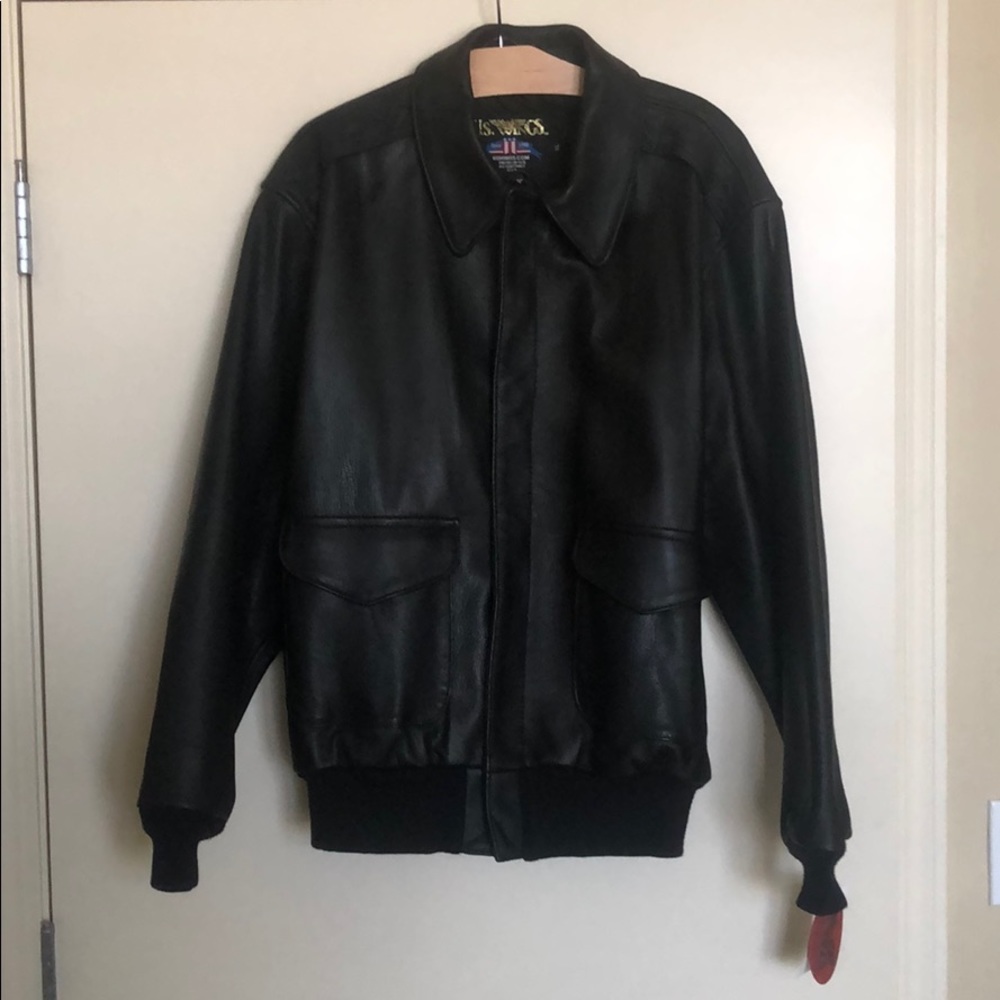 Men’s U.S Wings Leather Bomber Jacket Size XL